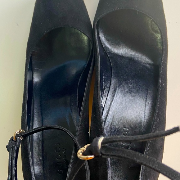 Rare Black Gucci Suede Wedge heels Sz8B - Picture 7 of 13